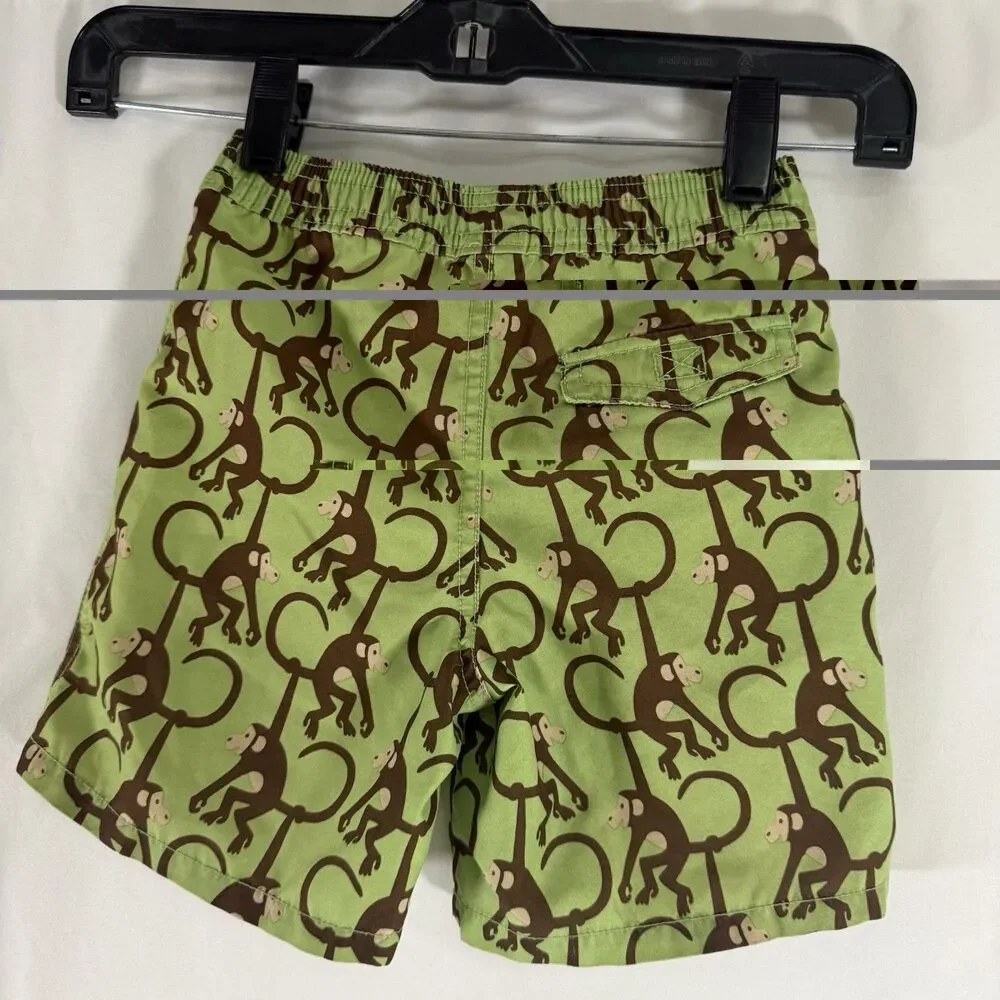 Baby Gap Swim Trunks Boy 18-24 Months Green Monkey Mesh Lined Pull On